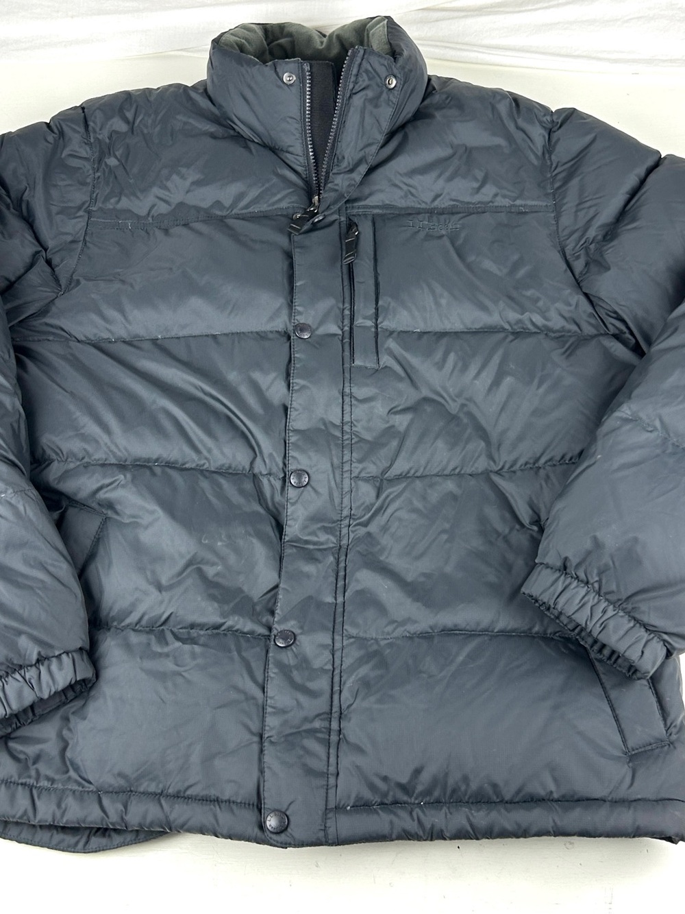 LL Bean Black Goose Down Puffer Jacket Mens Size Large Trail Model